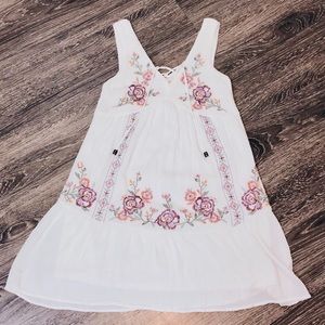 White floral embroidered dress